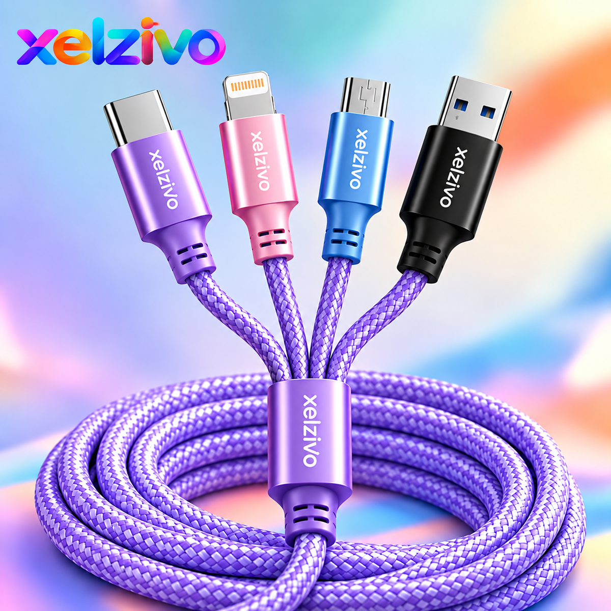 xelzivo™ QuadLink 4-in-1 Multi Charging Cable