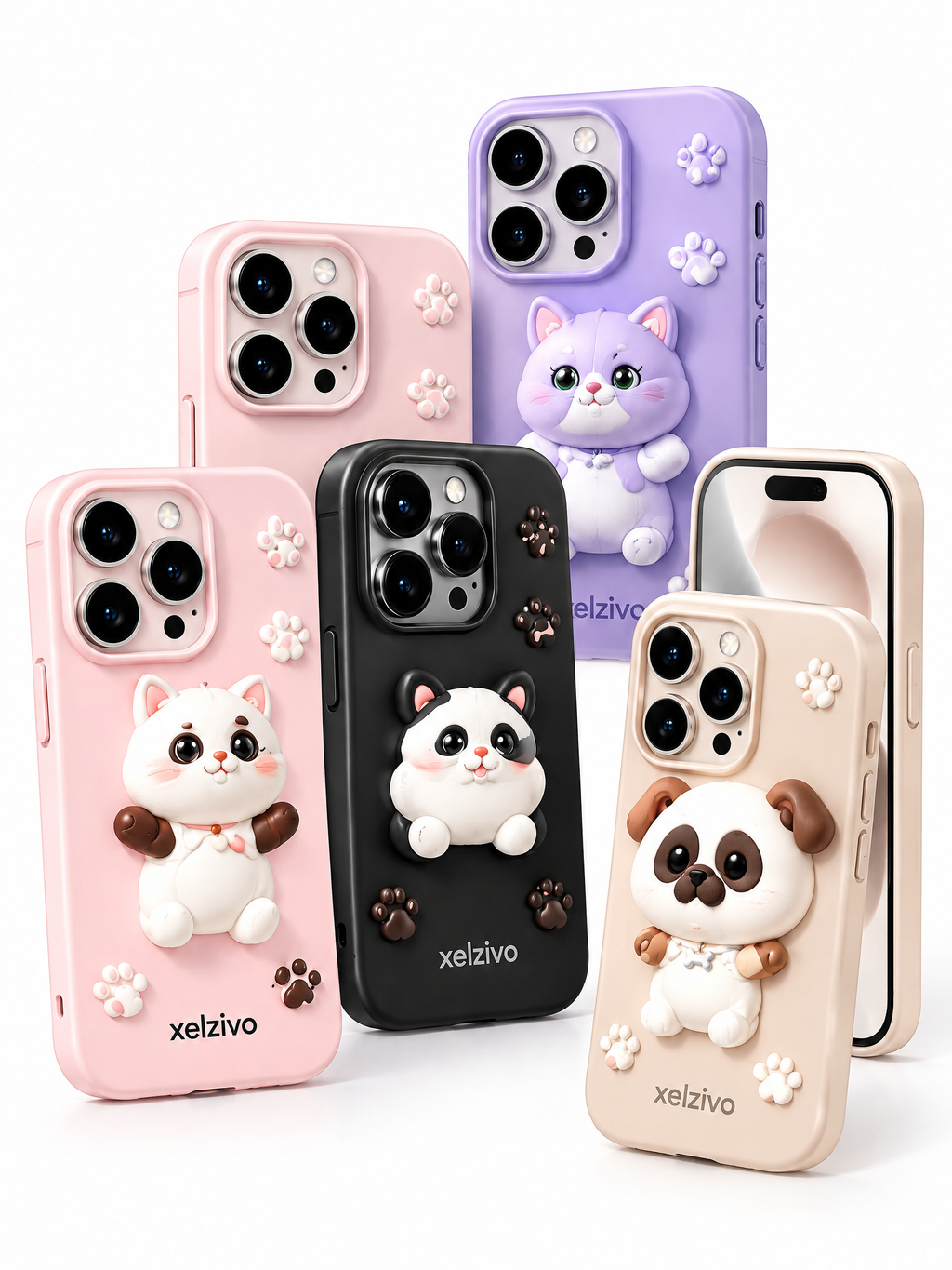 xelzivo™ PawMuse 3D Cute Pet Art Case for iPhone 17 Series
