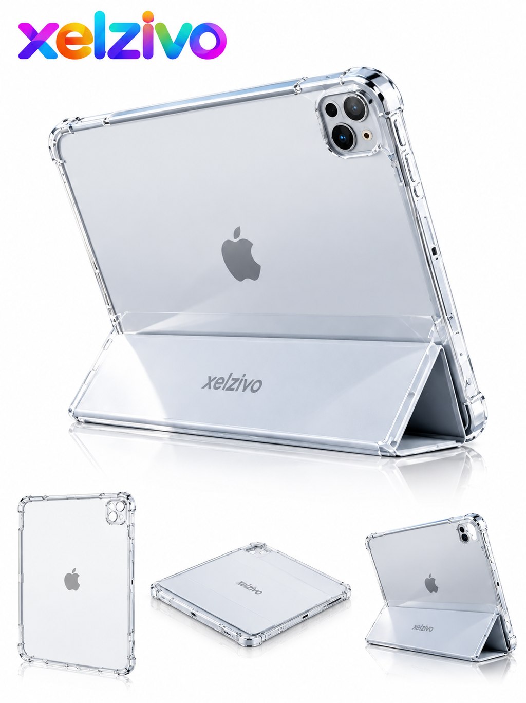 xelzivo™ ClearFold Transparent Tablet Protective Stand Case