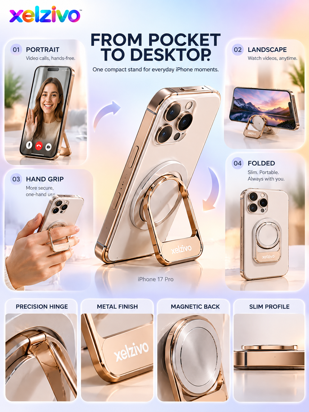 xelzivo™ FlexRing Magnetic Ring Phone Stand & Grip