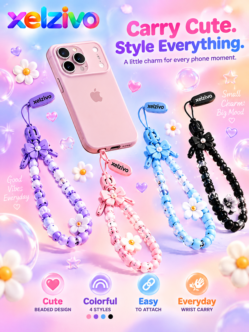 xelzivo™ BloomLoop Beaded Phone Wrist Strap