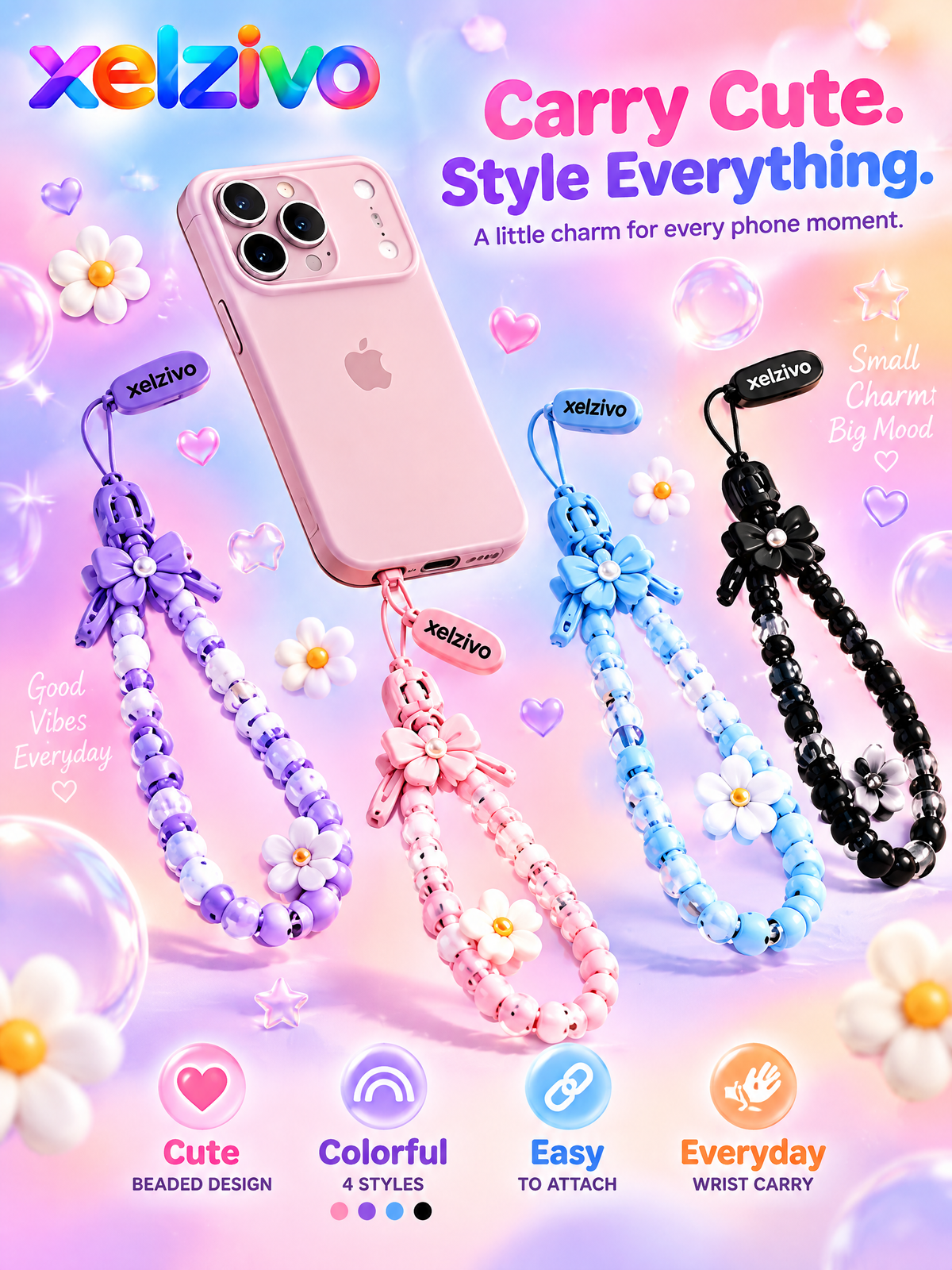 xelzivo™ BloomLoop Beaded Phone Wrist Strap